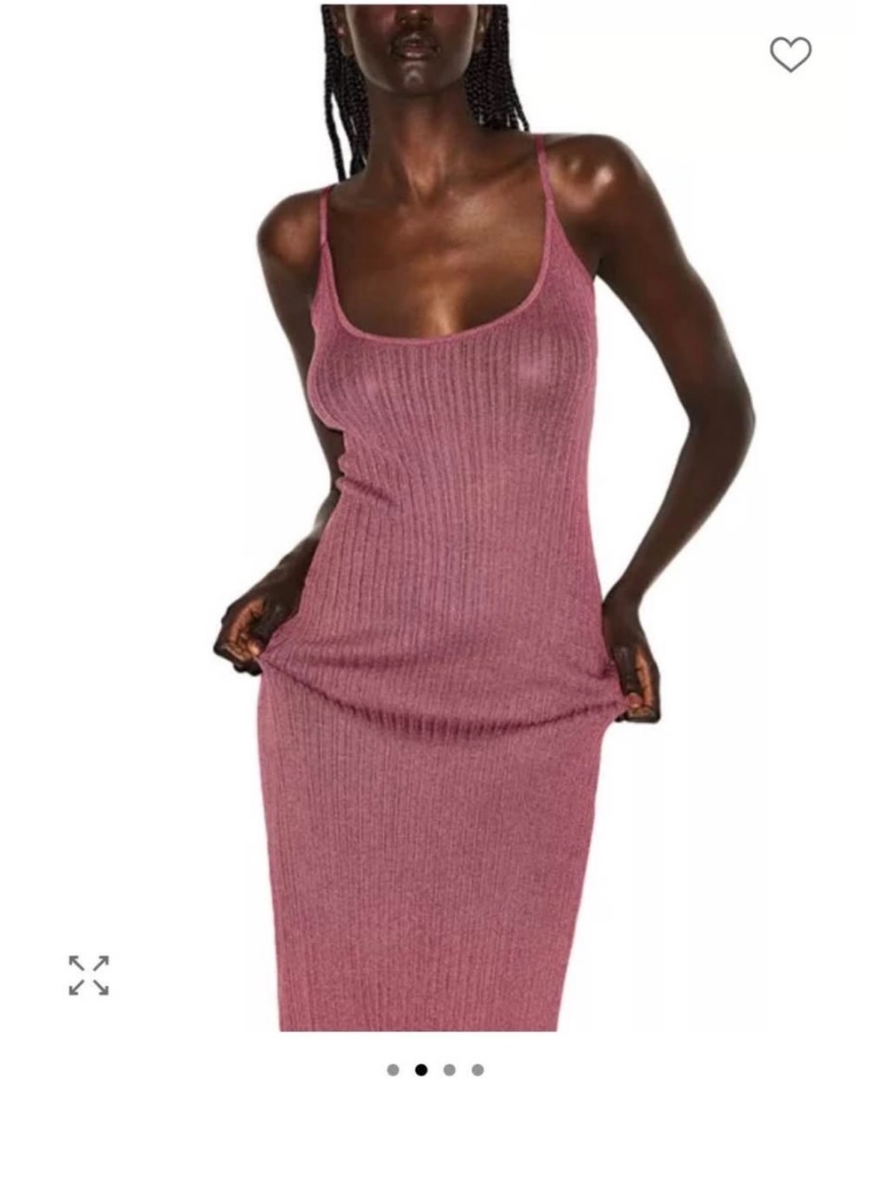 SKIMS NWT Ribbed Knit Spaghetti Strap Midi Dress - black color to show design